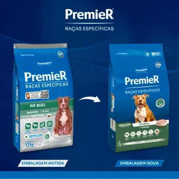 Nova embalagem Racao Premier Racas Especificas Pitbull Adulto
